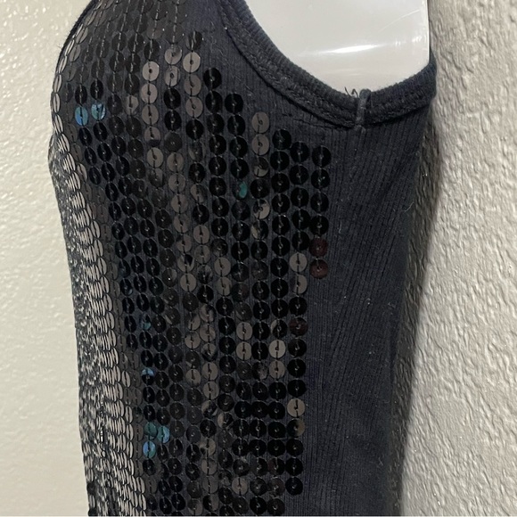 Black Sequins Tank Top, 100% Cotton, Size L, Used - Picture 3 of 7